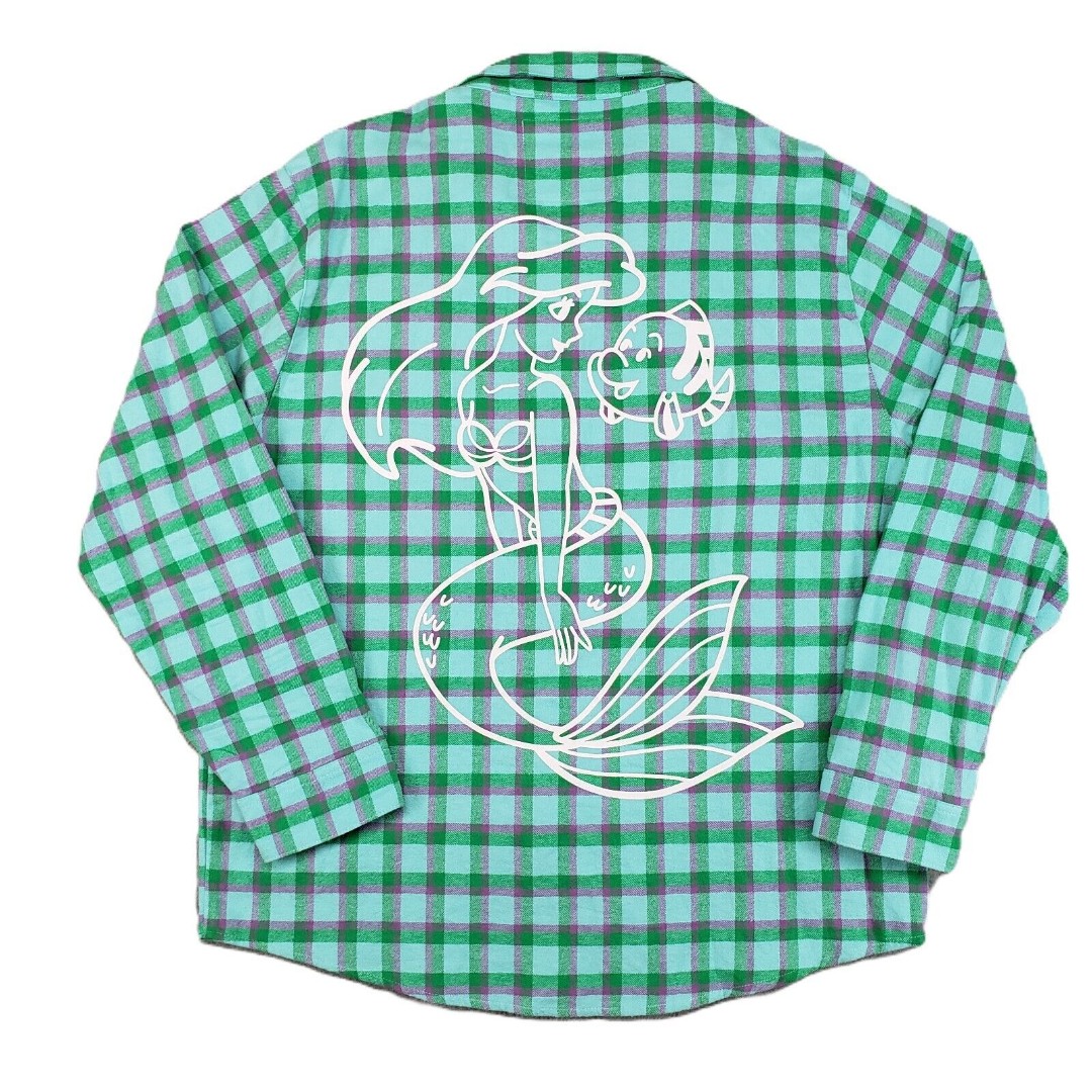 Cakeworthy x Disney Ariel Little Mermaid Flannel Shirt Adult 2XL Plaid Princess