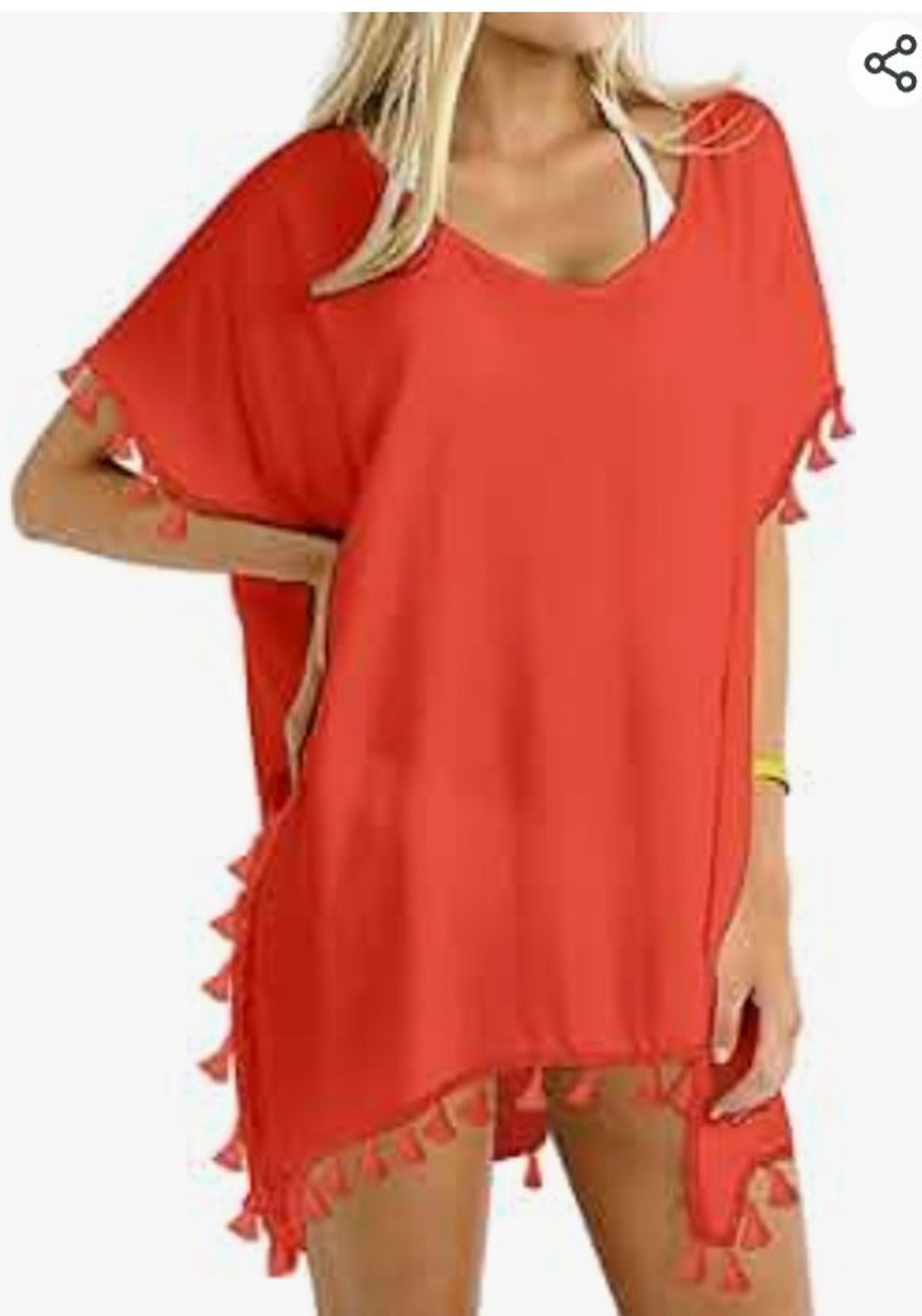 Yincro Women's Chiffon Tassel Swimsuit Cover-Up (1X-2X)
