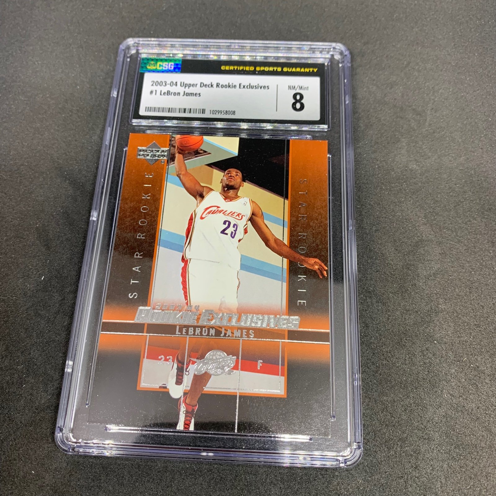 2003-04 Upper Deck Rookie Exclusive LeBron James Card CSG 8