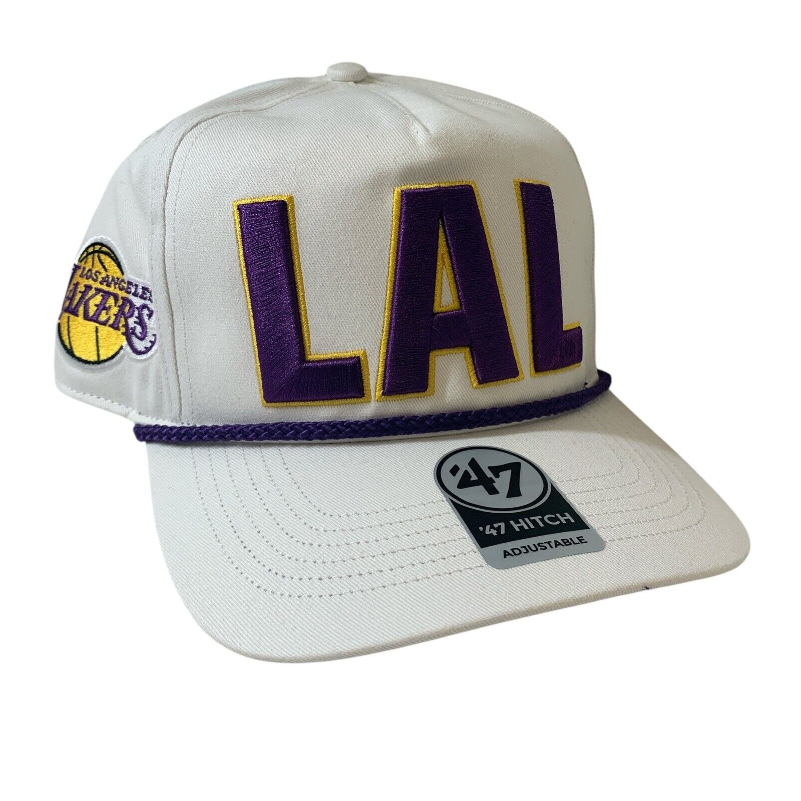 Los Angeles Lakers '47 Brand NBA Hitch Rope White Adjustable Snapback Cap OSFM
