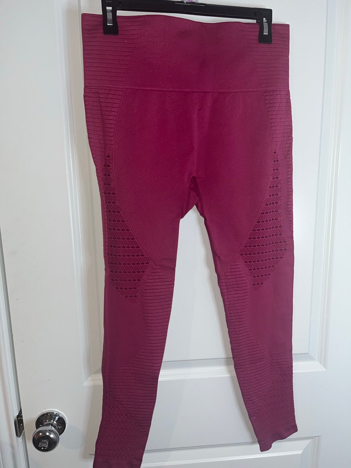 Fabletics SculptKnit® Port Wine HighWaisted Ribbed Texture OpenWork Leggings LG