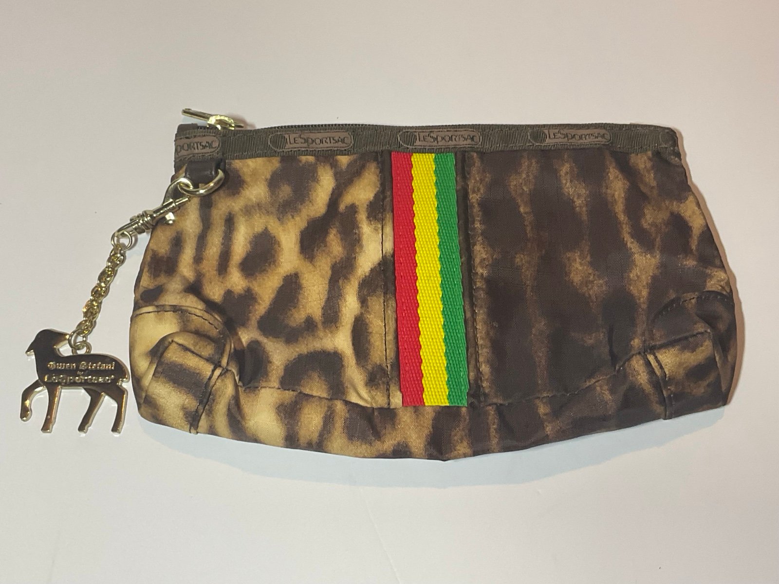 L.A.M.B. x LeSportsac Gwen Stefani Small Leopard Print Rasta Makeup Bag