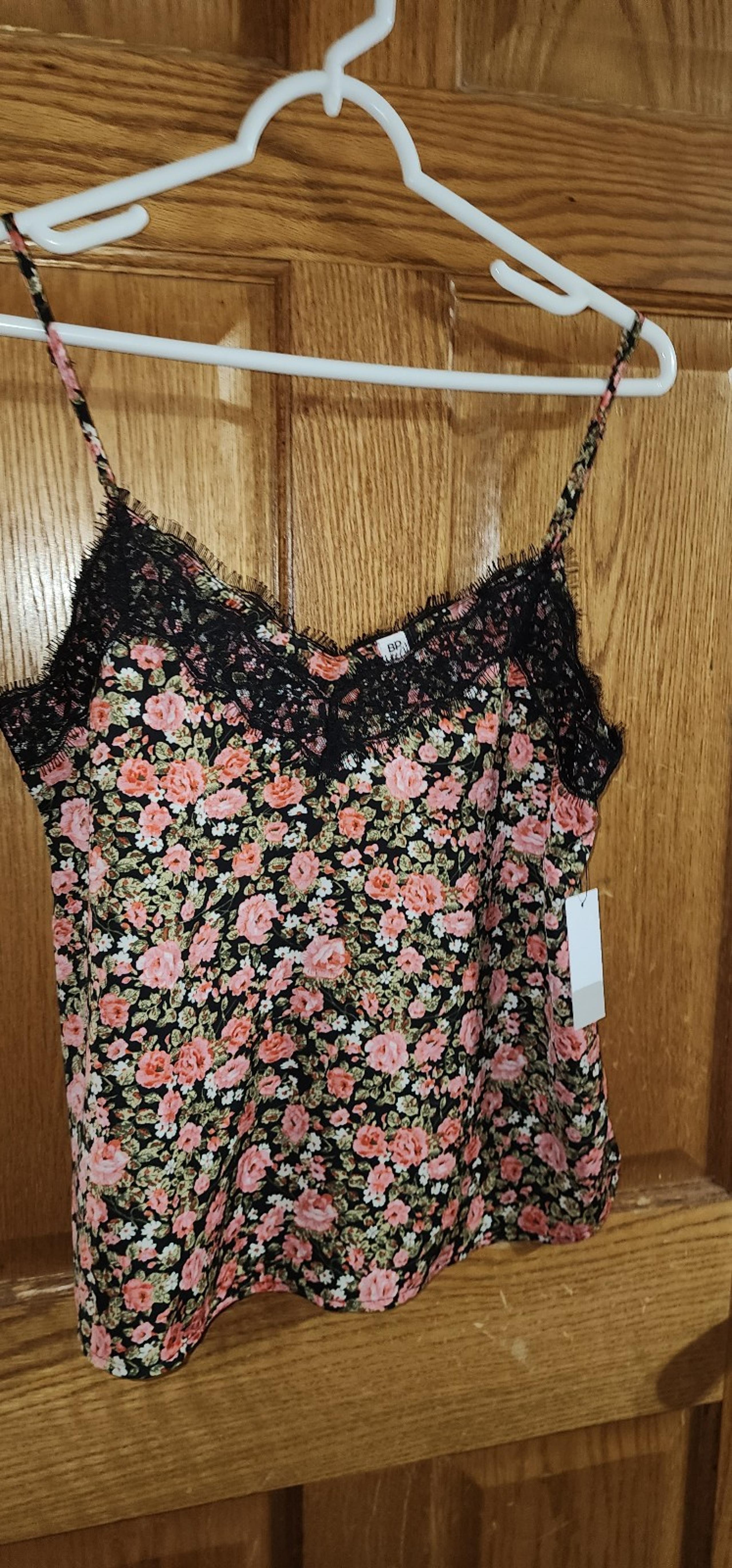 New BP Nordstrom Camisole Blouse Mini Floral Print Lace Trim Adjustable Straps