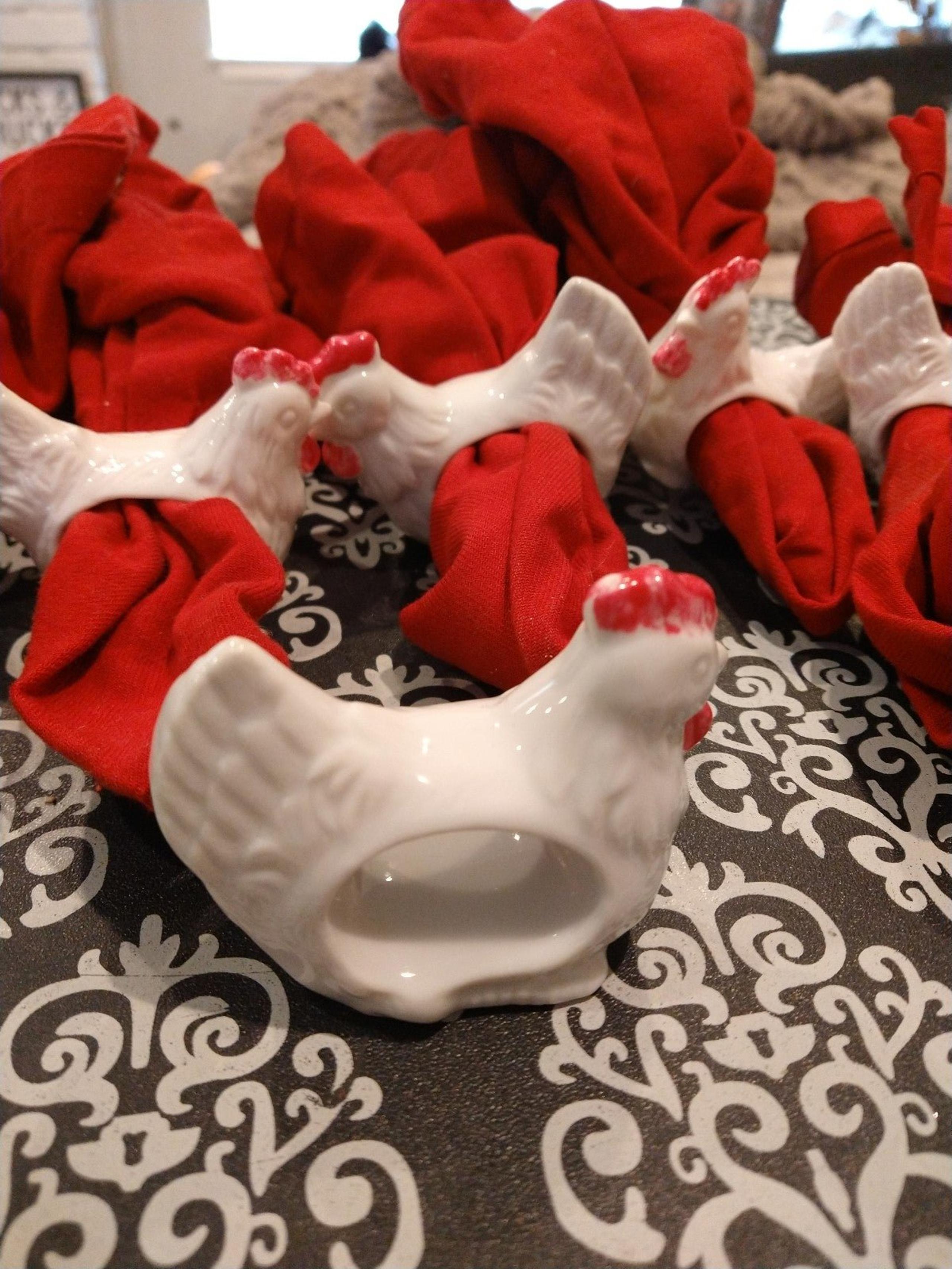 Vintage chicken ceramic Napkin Rings