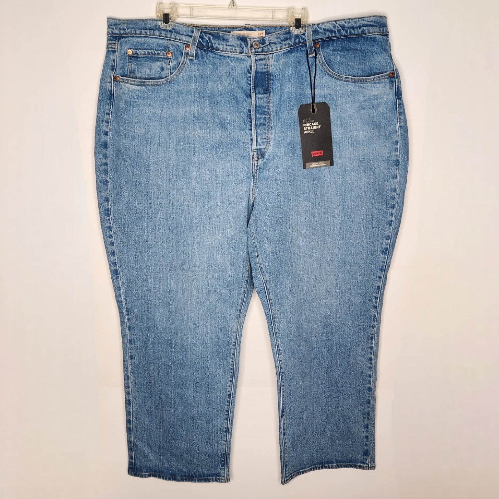 NWT Levis Ribcage Super High Rise Straight Ankle Jeans Plus SIZE 24W NEW Blue