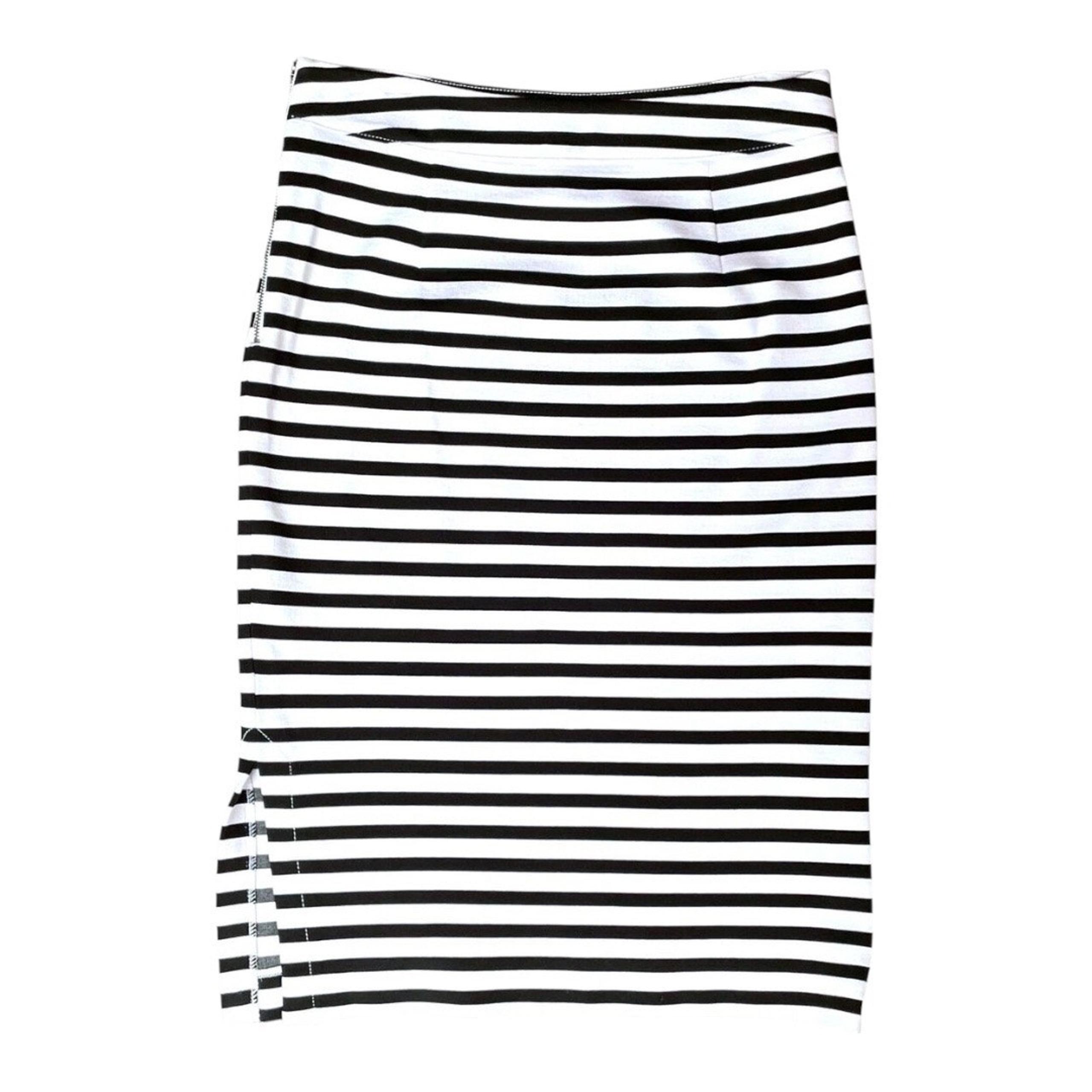Banana Republic Ponte Pencil Skirt 00P  Black White Stripe Stretch preppy