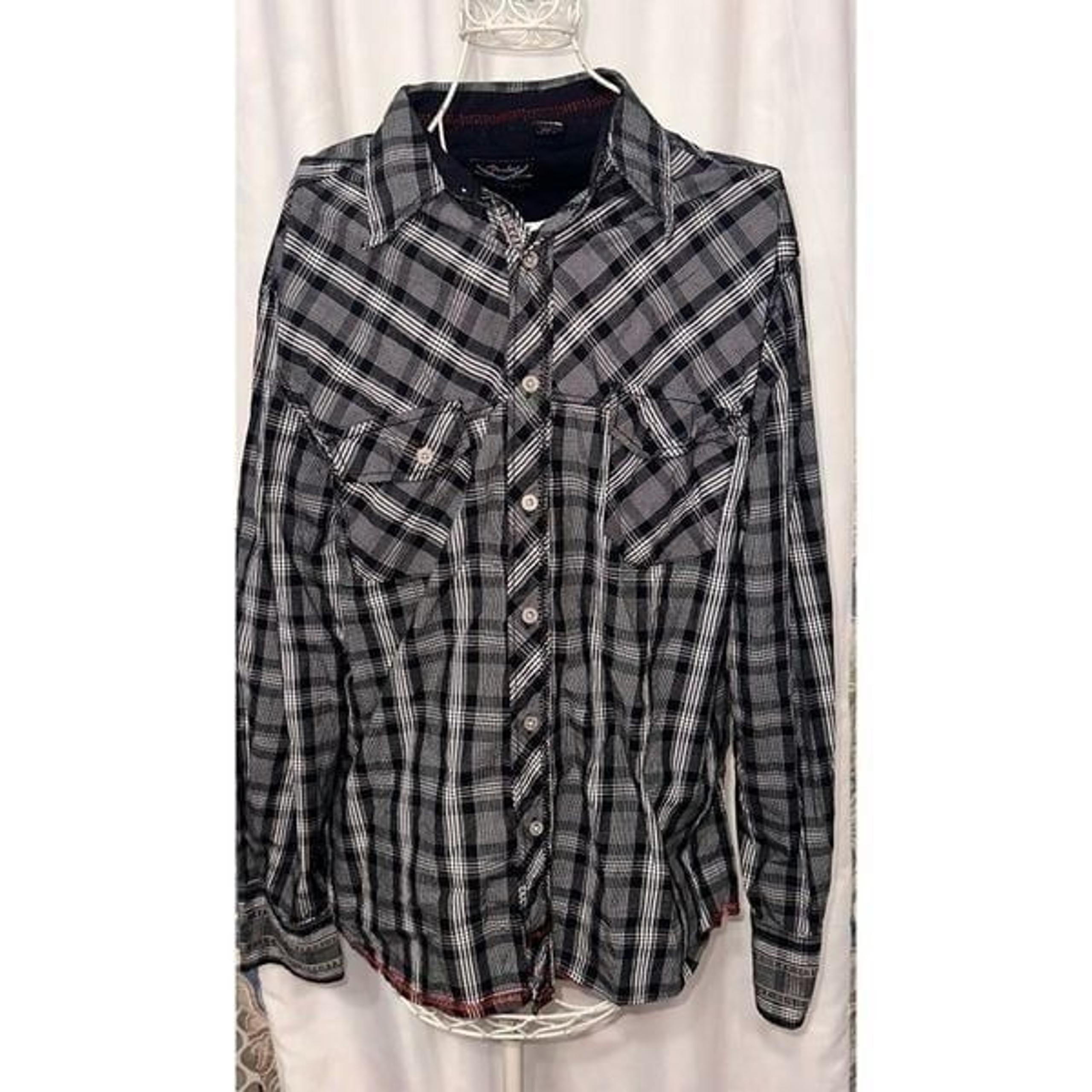 Good CONDITION FENDER ~ Men’s black and grey Long Sleeve Button Up Shirt ~ Size