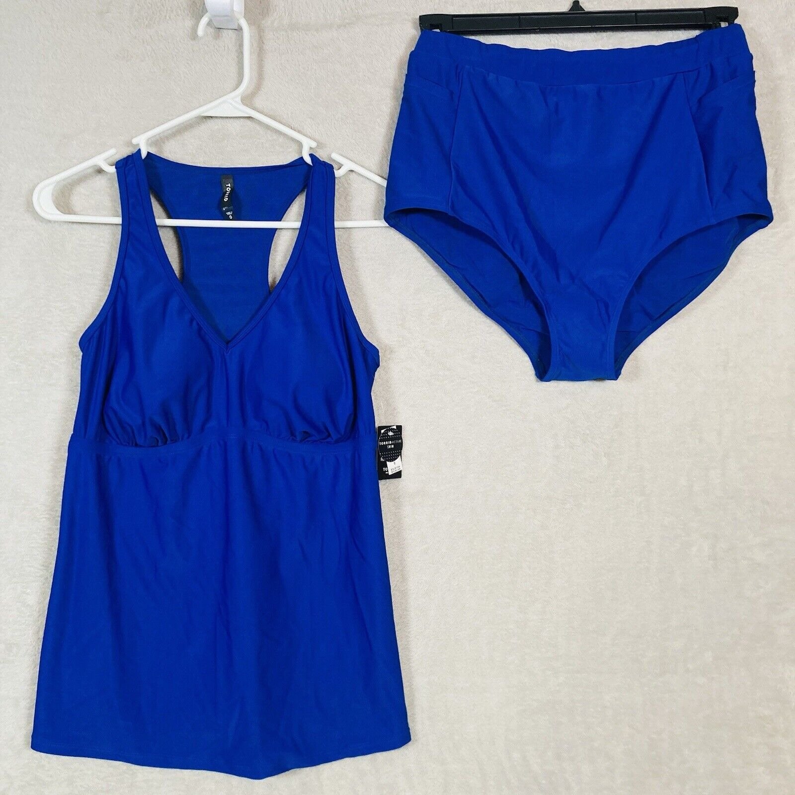 Torrid Active Swim Suit Set Wireless Tankini Ultra High-rise Brief Size 0 Blue