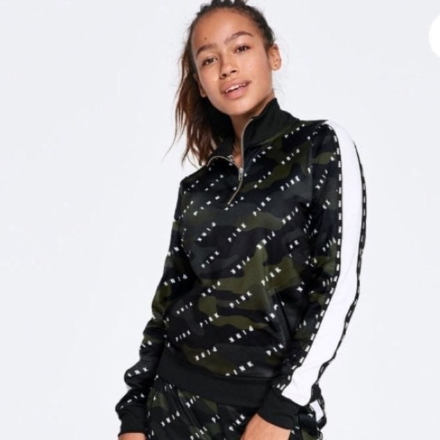 VS PINK QUARTER-ZIP TRACK JACKET L