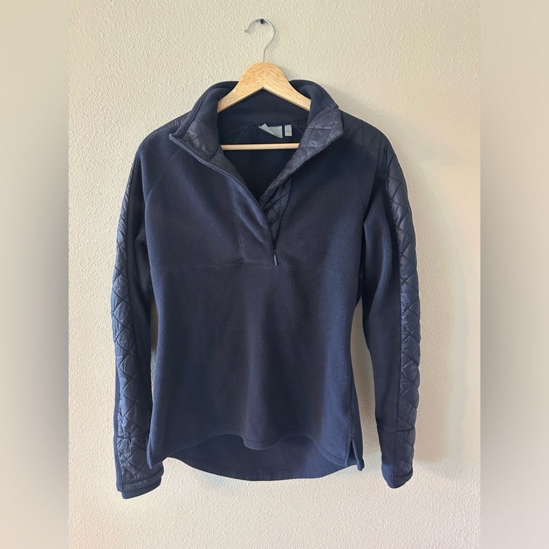 Athleta Navy Vortex Fleece and Quilted Winter 1/4 Zip Size Small