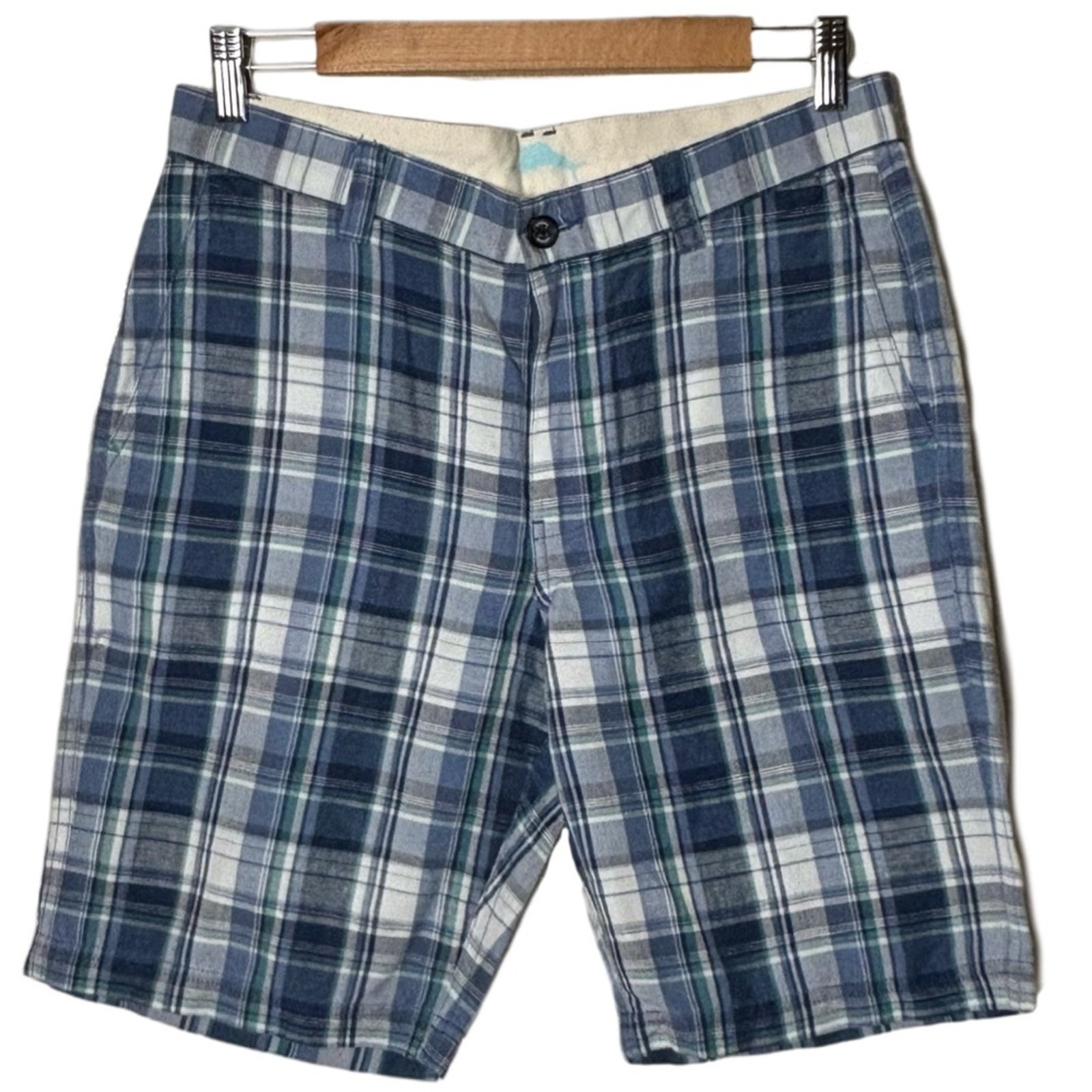 Tommy Bahama Shorts Men's Size 30 Coastal Dunes Plaid Linen Shorts kingdom blue