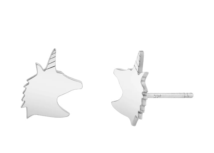 Unicorn Stud Earrings 14kt white gold