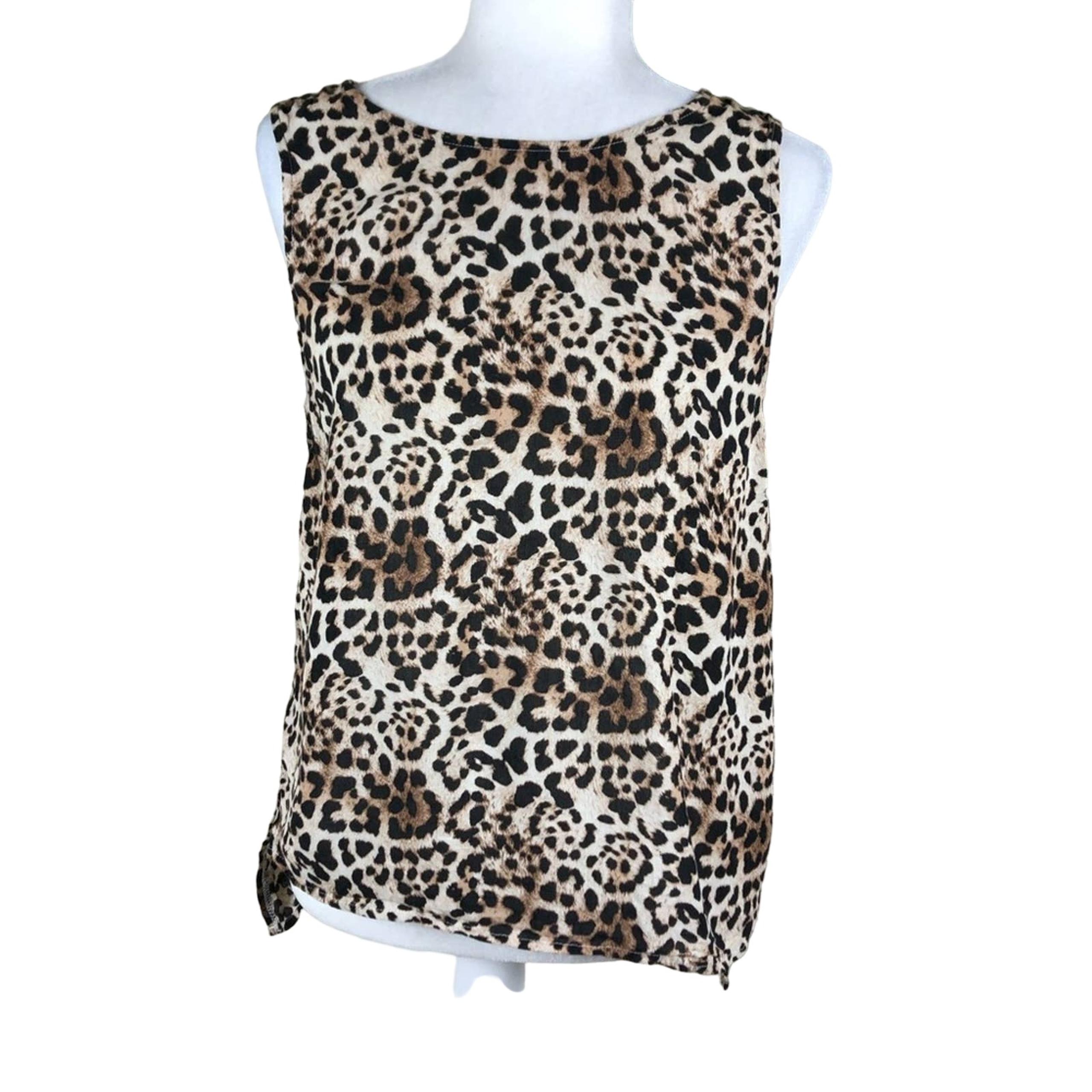 TEN-SIXTY SHERMAN Leopard Print Sleeveless Blouse Size Small Animal Print Summer