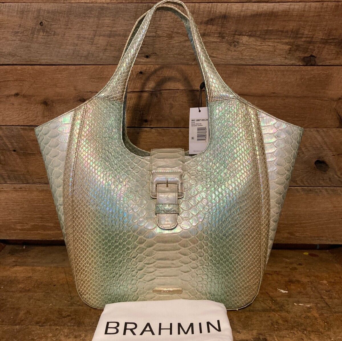 Brahmin Carla Green Velocity Leather Shoulder Bag/Hobo -NWT