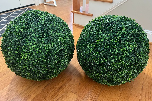 New 2 PCS 15.7 inch 4 Layers Artificial Plant Topiary Ball Faux Boxwood