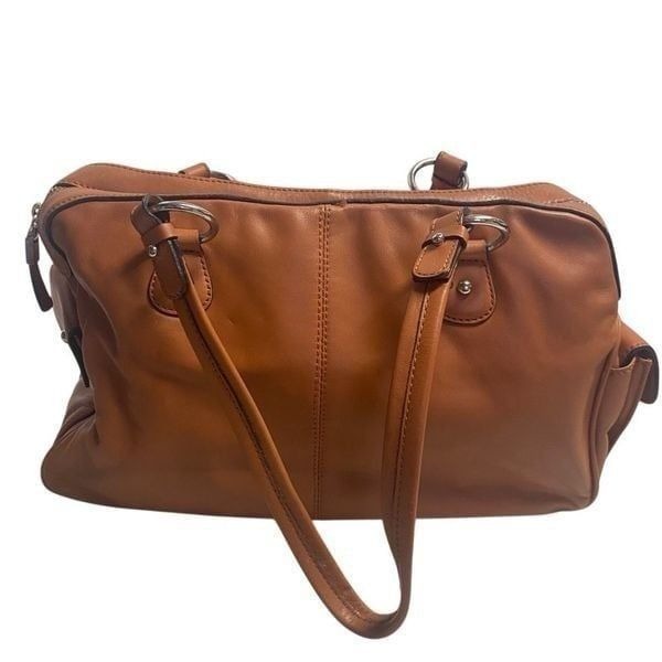 TALBOTS Women’s Orange Top Handle Leather Bag 8X5.5X13
