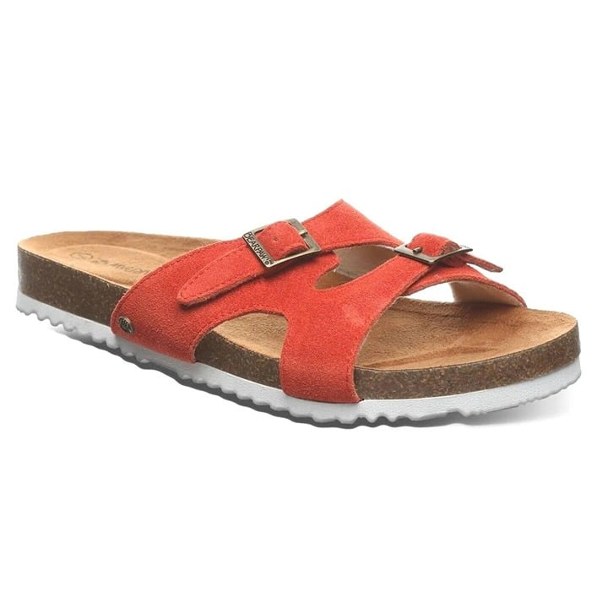 Bearpaw Jaycee Slip On Sides Red  Comfort Buckle Sherpa Sandals - Women's Size 9