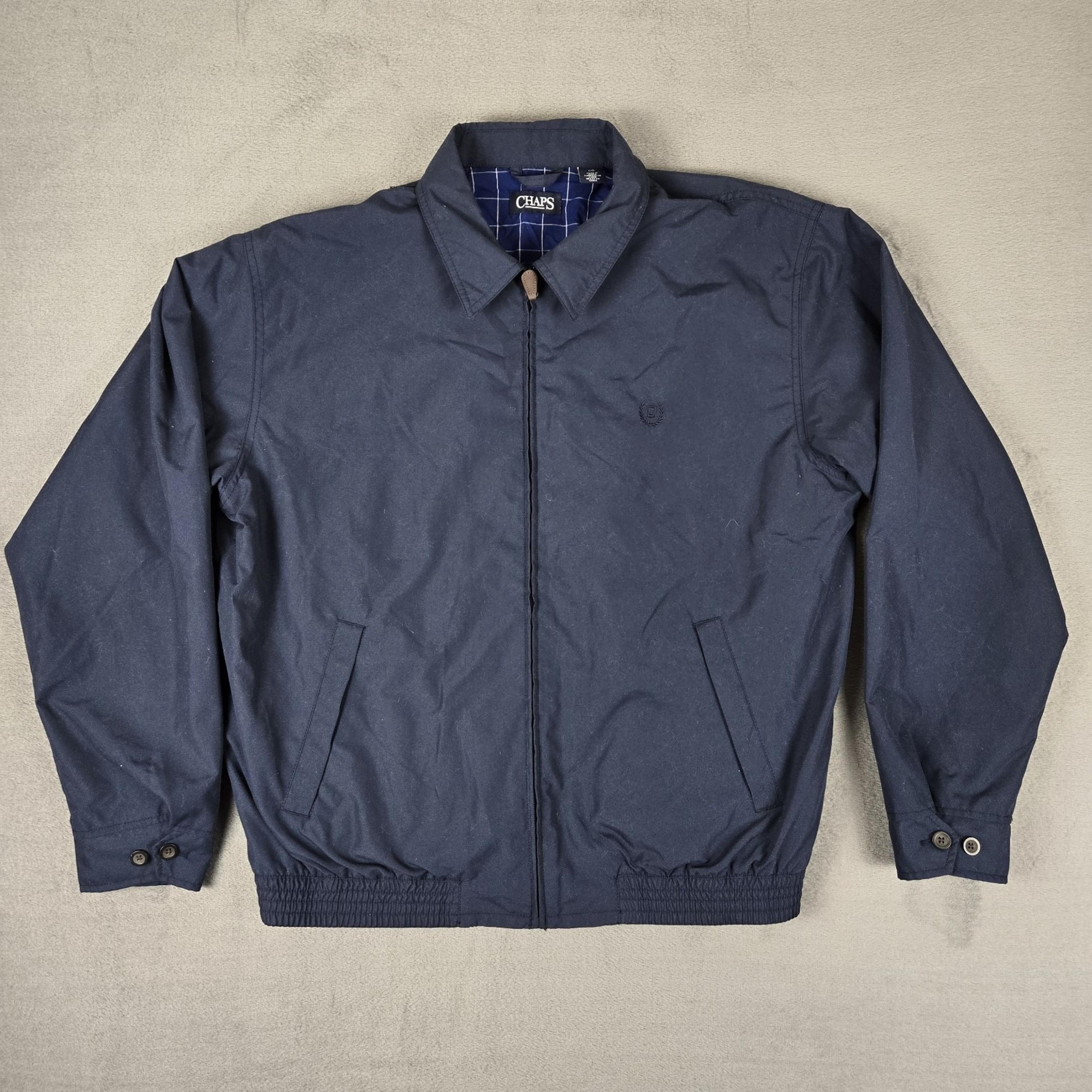 Chaps Ralph Lauren Harrington Jacket Mens Large Navy Full Zip Coat Dad Work