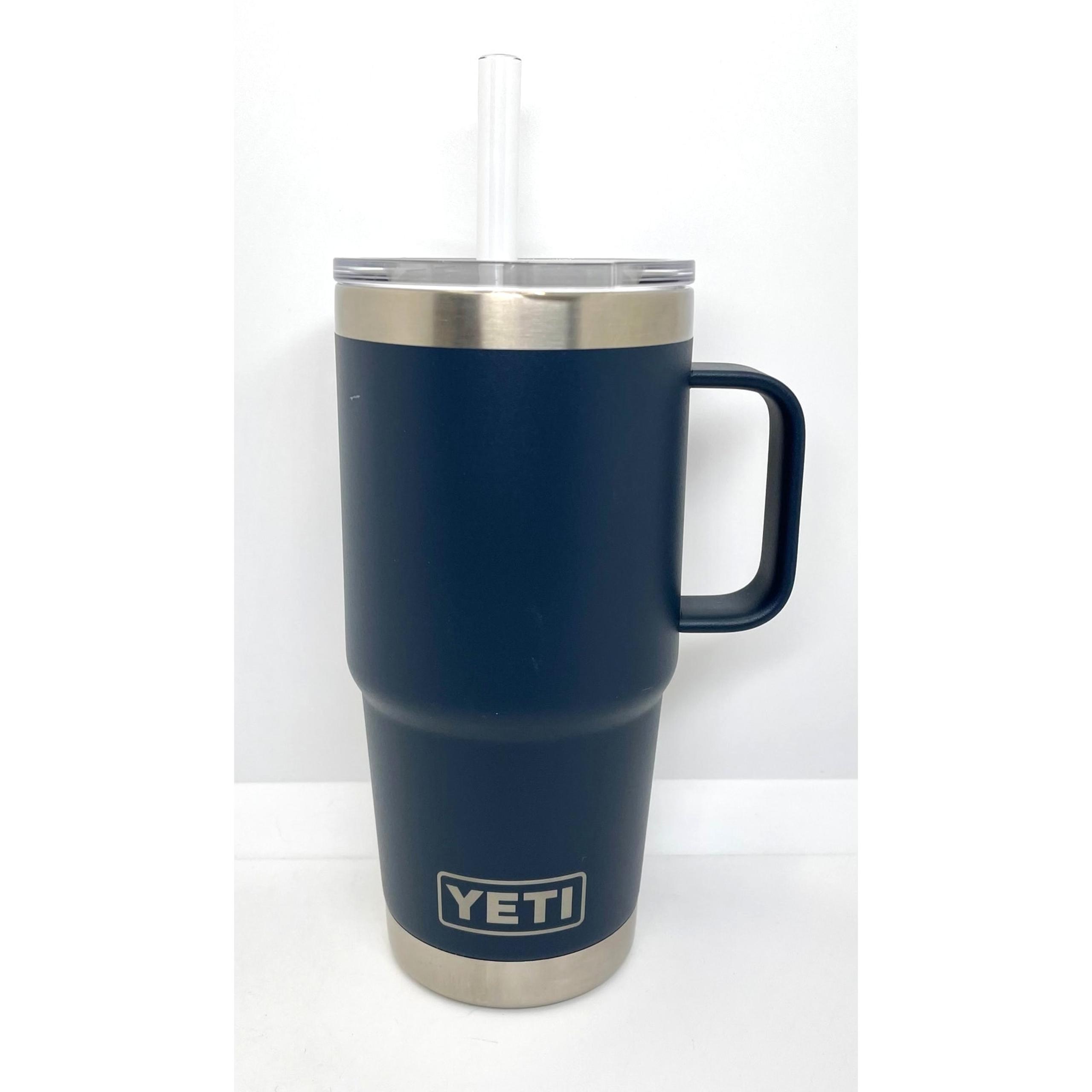 Yeti Rambler Blue Travel Tumbler Cup Mug w/ Handle Lid & Straw 25 oz