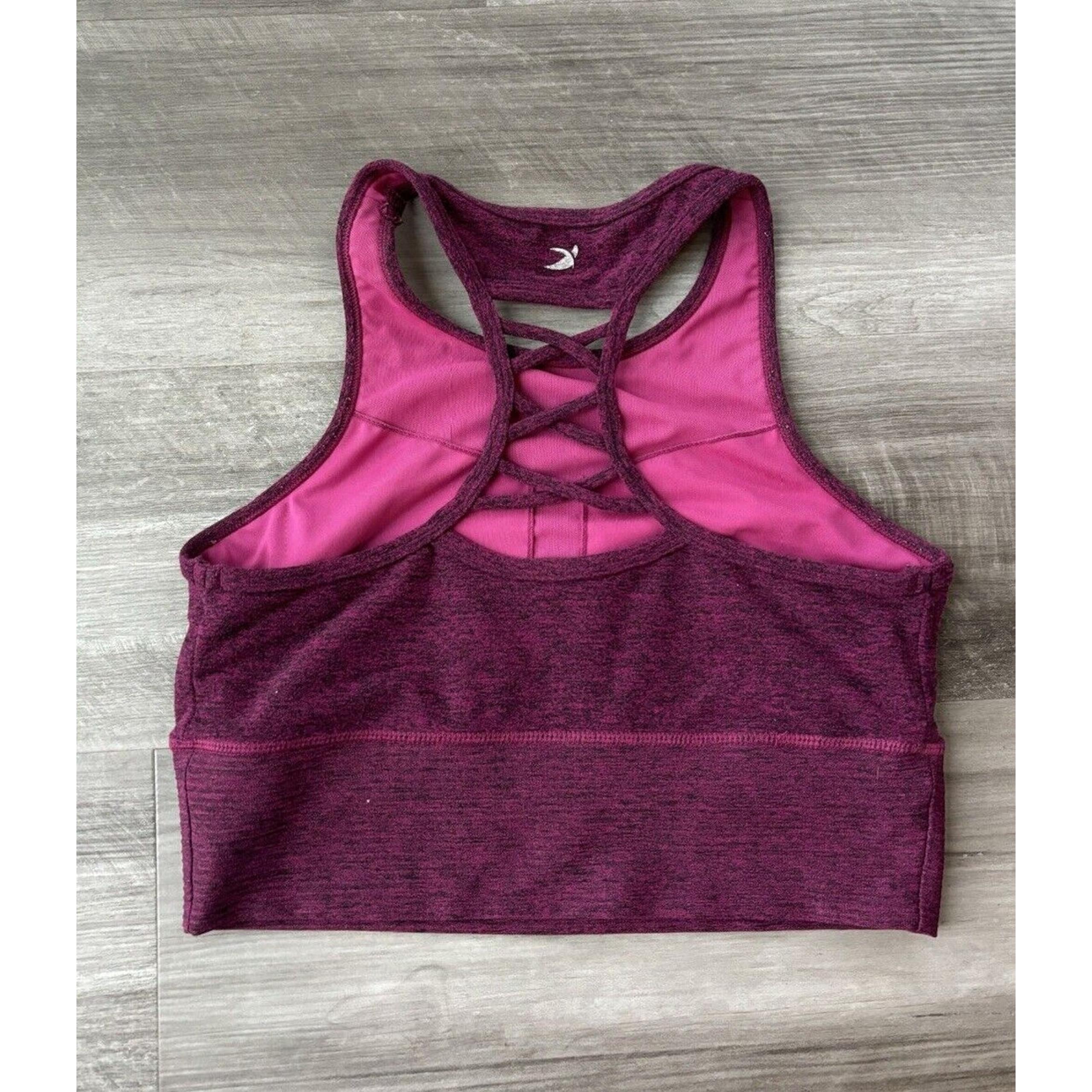 Glyder Pink Sports Bra Built In Shelf Bra Longline Size M