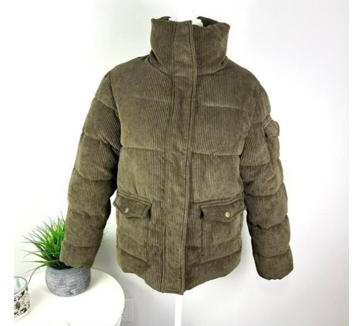 Unreal Fur Berkeley Puffer Jacket Womens corduroy olive green