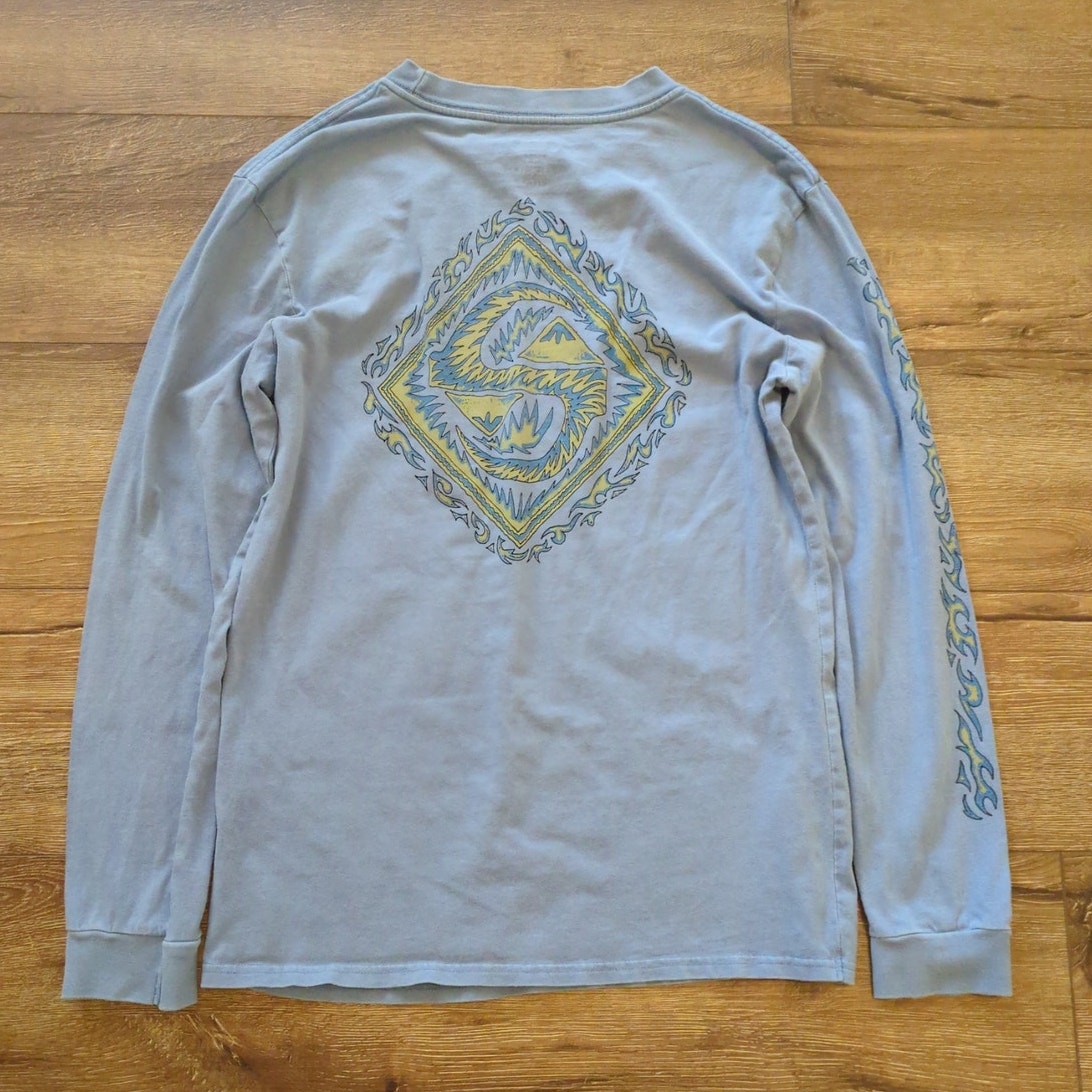 VTG Quiksilver Men Medium Shirt Skater Dragon Surf Flame Punk AOP Originals Y2K