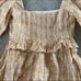 LUG VON SIGA Leticia ruffled printed linen mini dress Sz 38 Mustard 100% linen