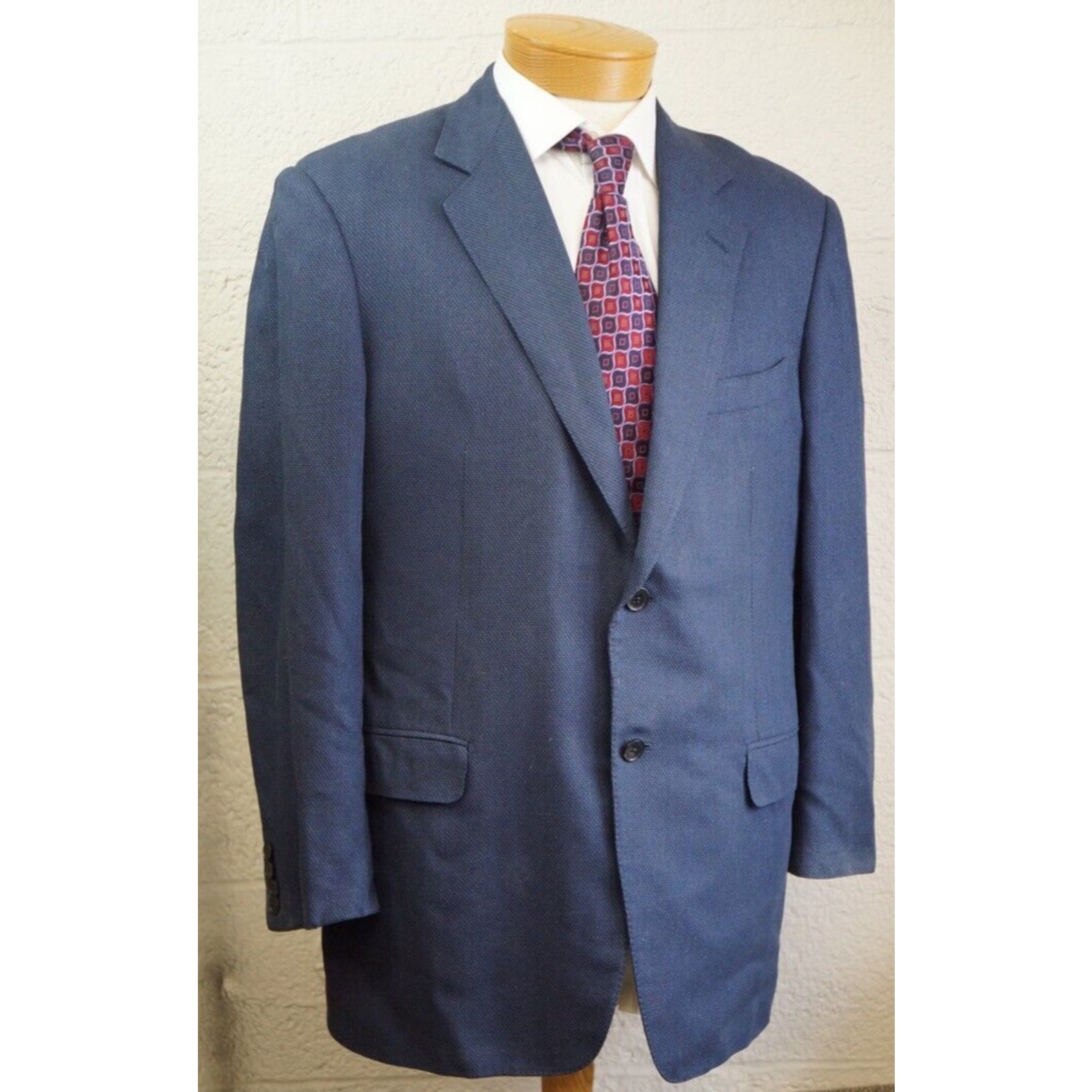 Ermenegildo Zegna Italy Wool Silk Dual Vent Stitched Lapel Blazer Jacket 44R US