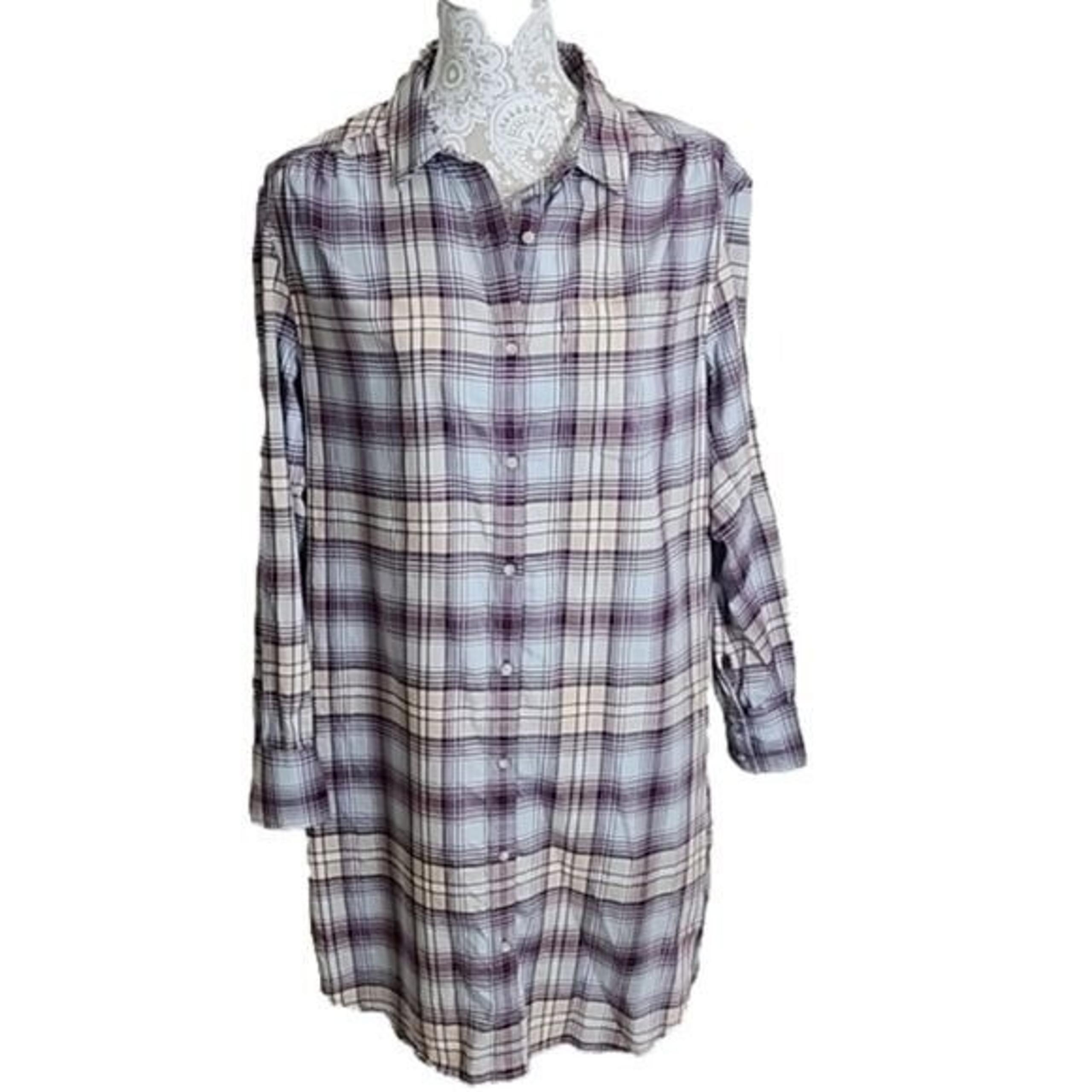 Pendleton Shirt Dress Plaid Cotton Long Sleeve Knee Length Women's Medium