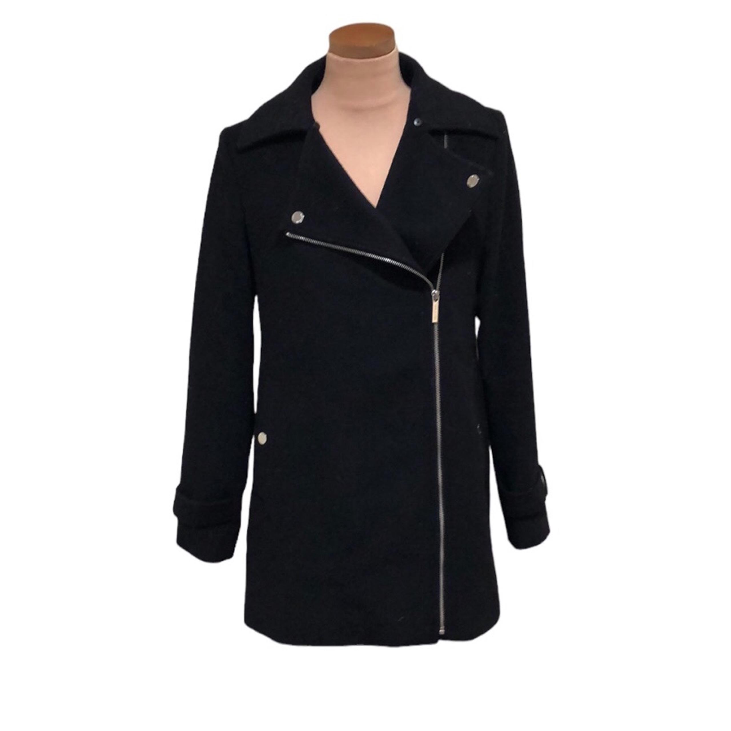 MICHAEL Michael Kors Peacoat Pea Coat Size 4 Black Wool Blend Moto Jacket