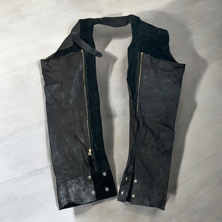 Vintage Leather Chaps Talon Zippers Ranch Hand Cowboy/Work Thin Suede Interior