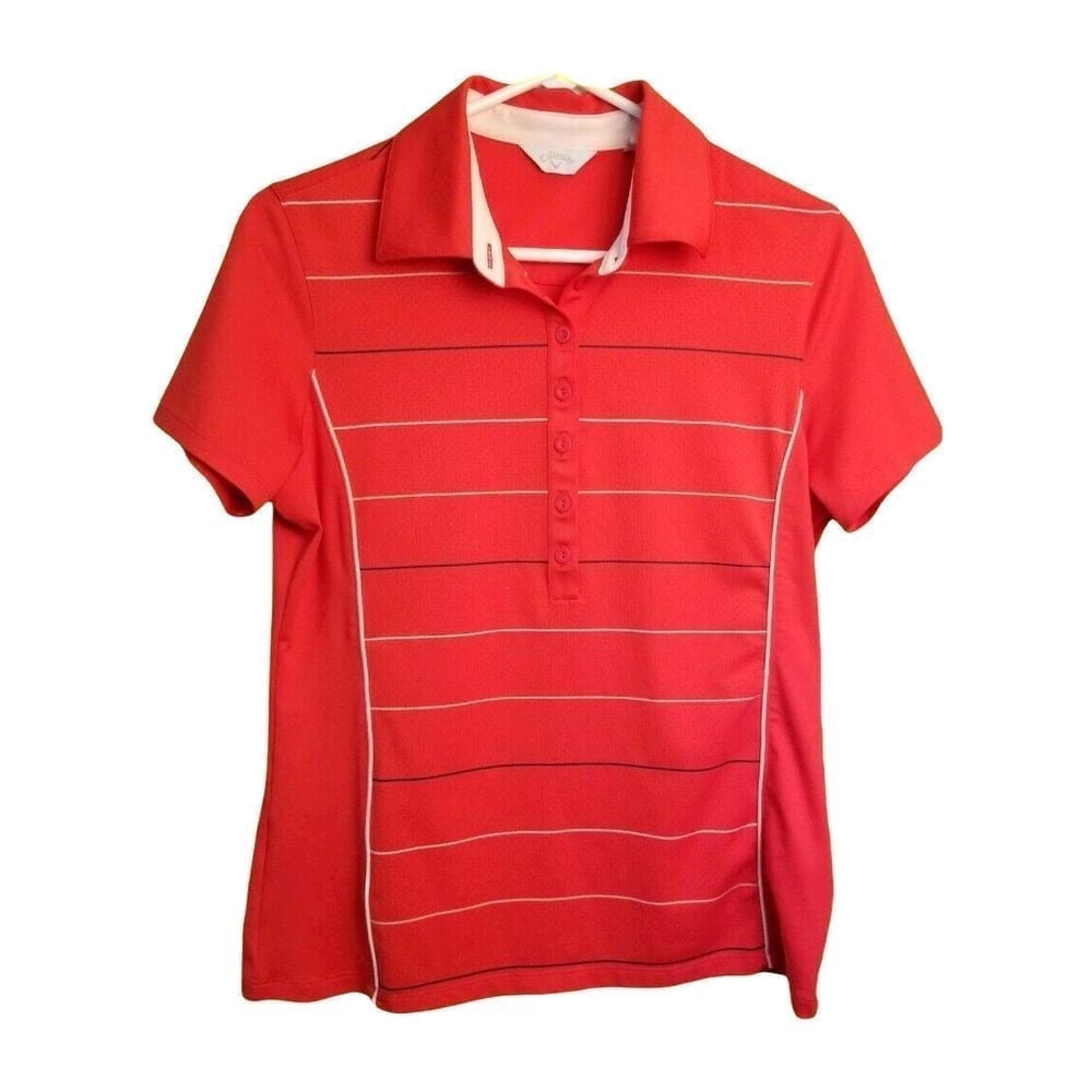 Callaway Golf Polo Orange Shirt Short Sleeve Women's Size M,PIT TO PIT 18 IN