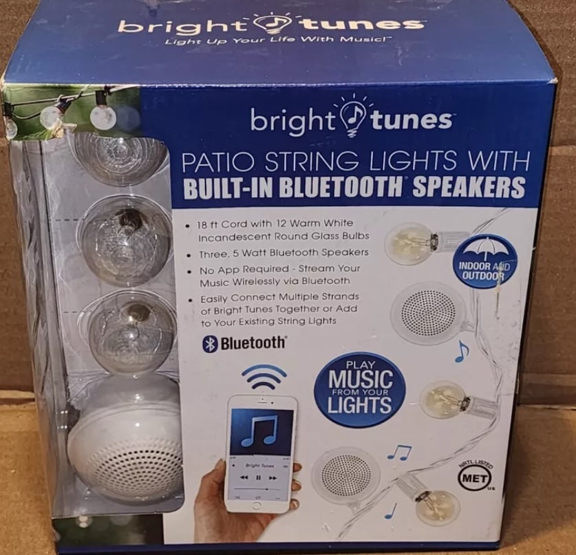 Bright Tunes Patio String Light with Built-in Bluetooth Speakers Indoor/Outdoor