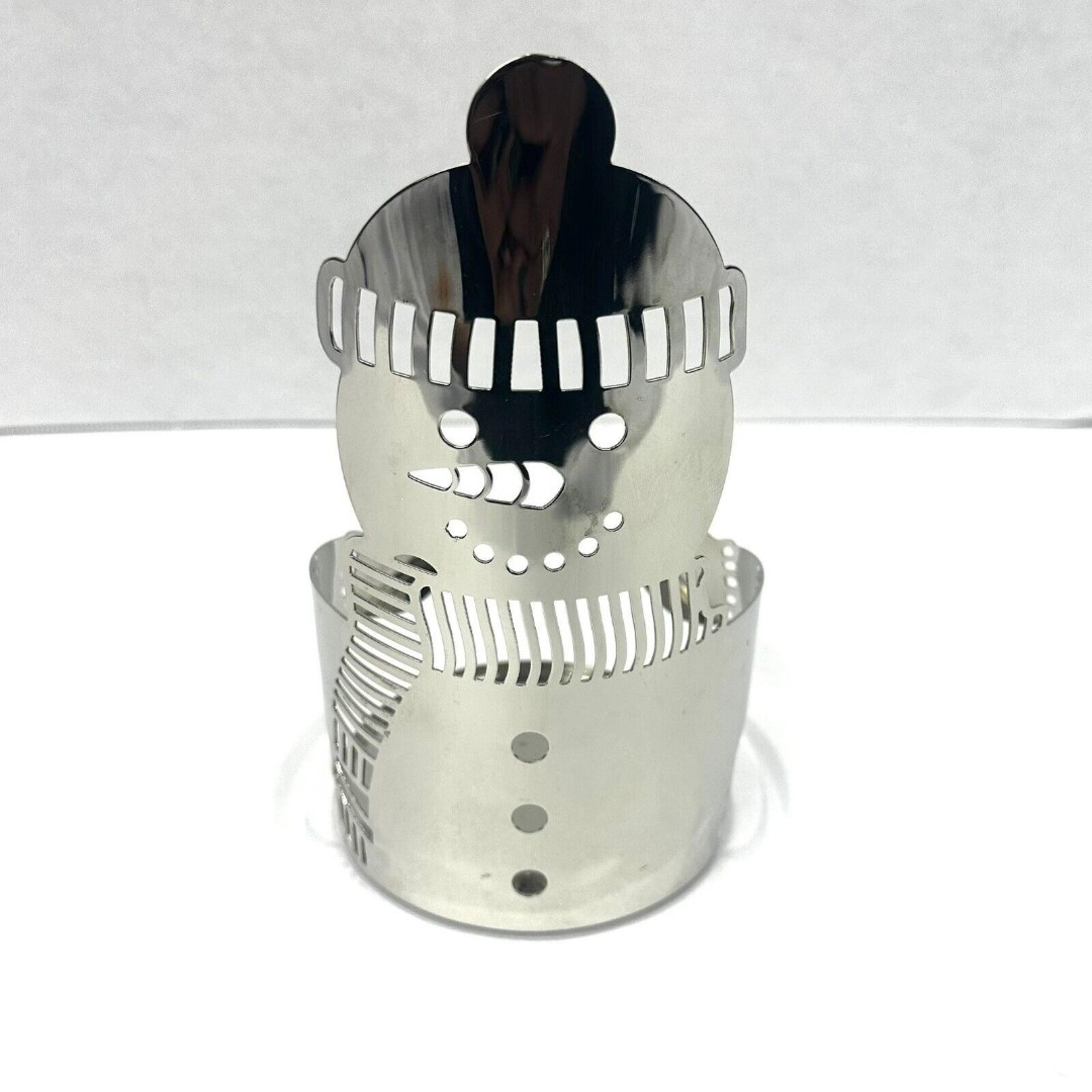 Slatkin & Co. Bath & Body Works Silver Snowman 3 Wick Candle Holder 7.5" Tall - Slatkin & Co.