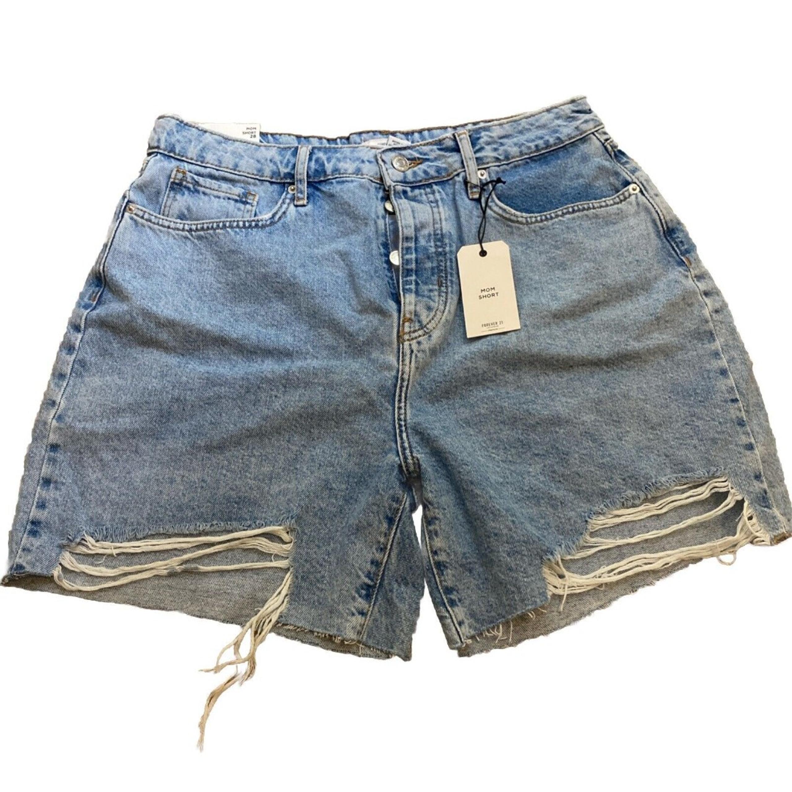 New Forever 21 Mom Short Womens 31 High Rise Relaxed Light Wash Distressed