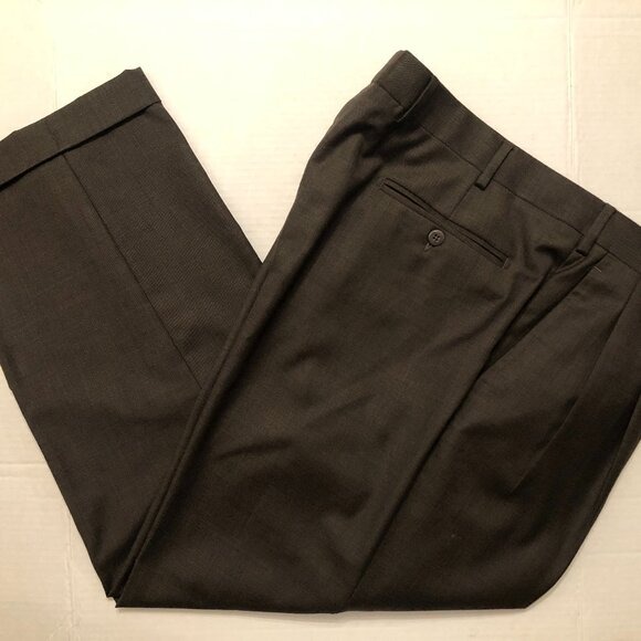 ZANELLA FOR NEIMAN MARCUS MEN'S 100%WOOL DRESS PANTS PLEATED CUFFS SIZE: 38/28
