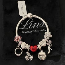 Linx Snake Chain Bracelet with Wife and Anniversary Themed Charms