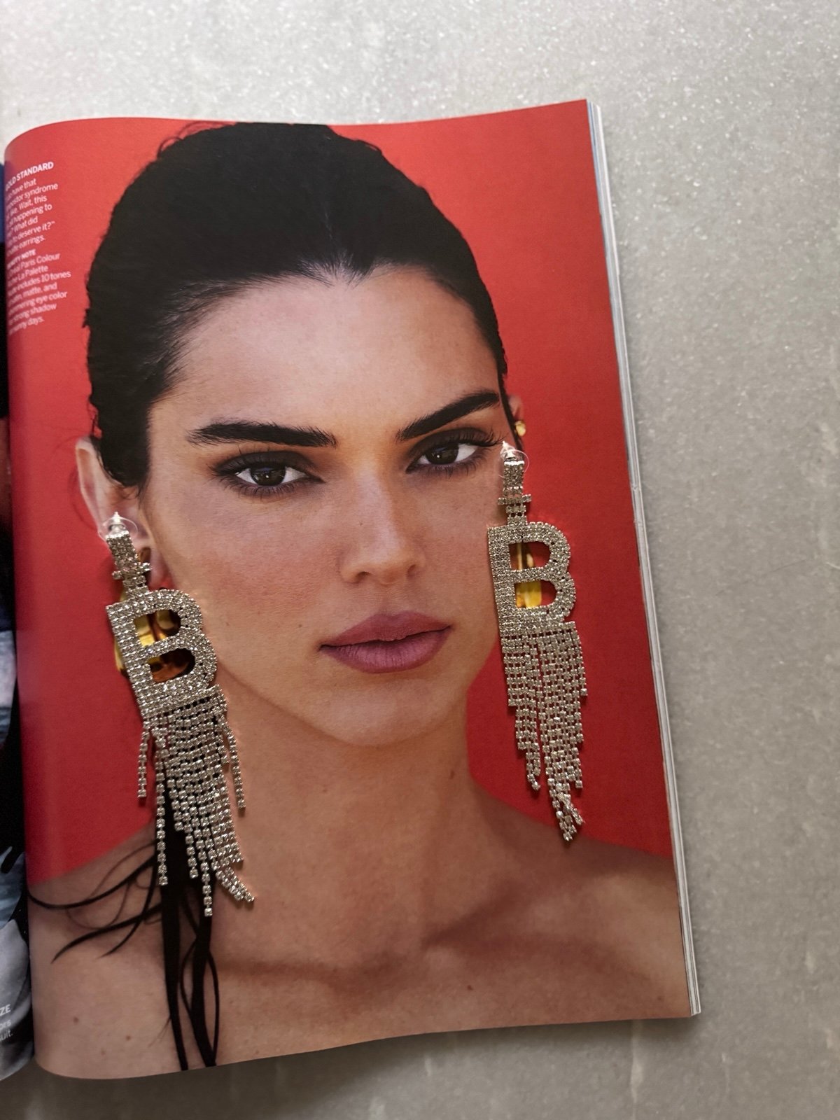 B logo Rhinestone Earrings