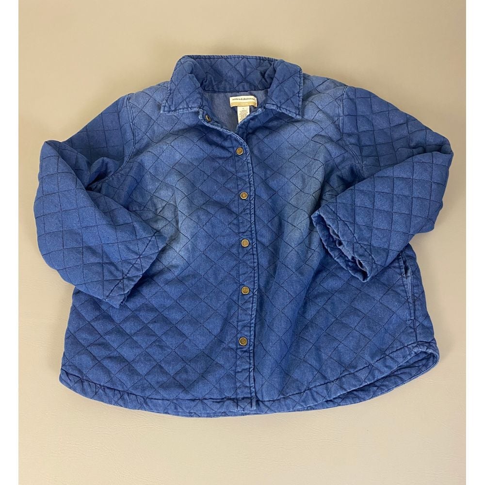 Alfred Dunner Quilted Jacket Coat Women's Plus Size 1X Denim Style Button Front