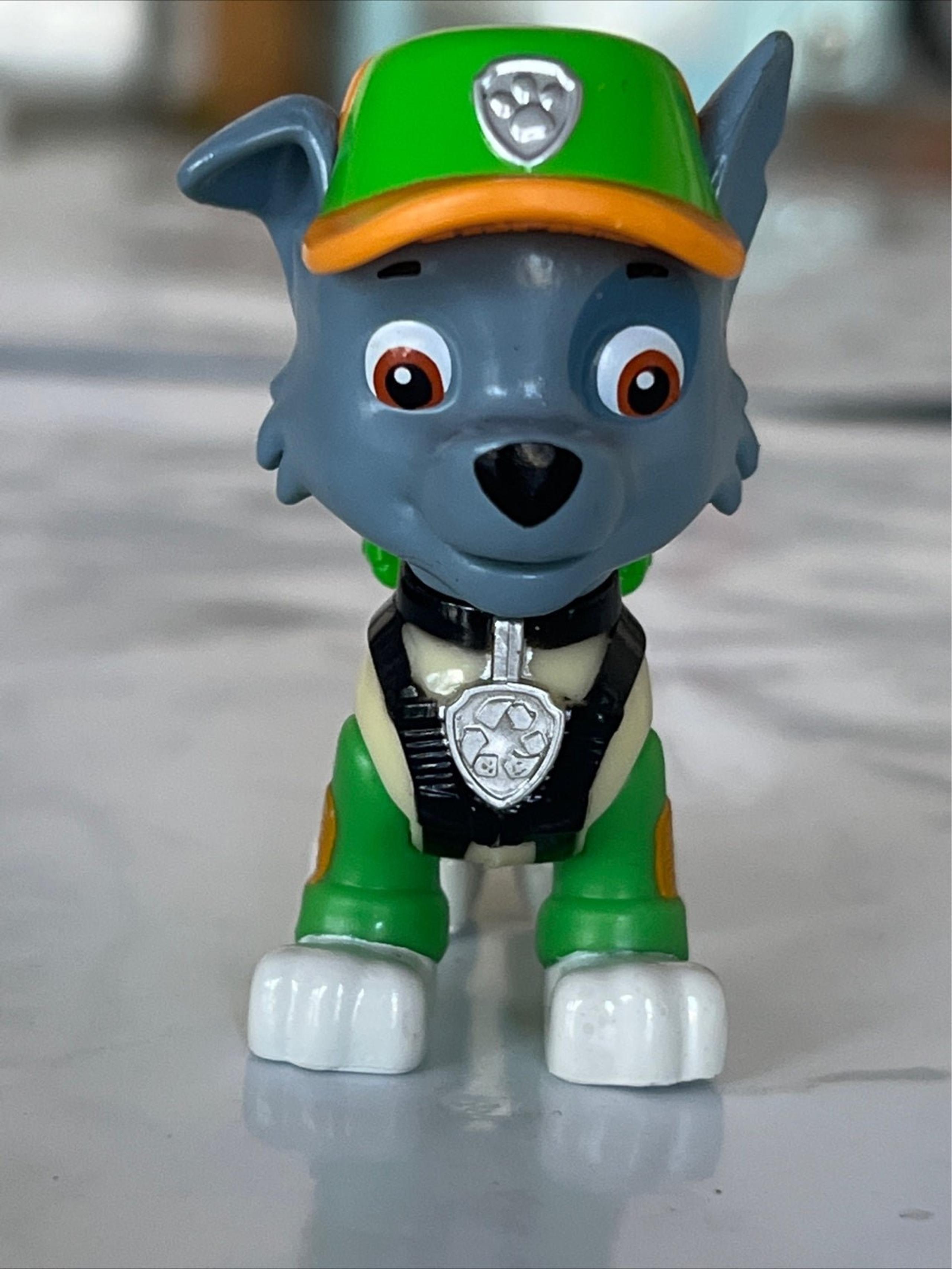 Paw Patrol Rescue Pup Rocky Recycle Posable Action Figure Dog Cake Topper Toy