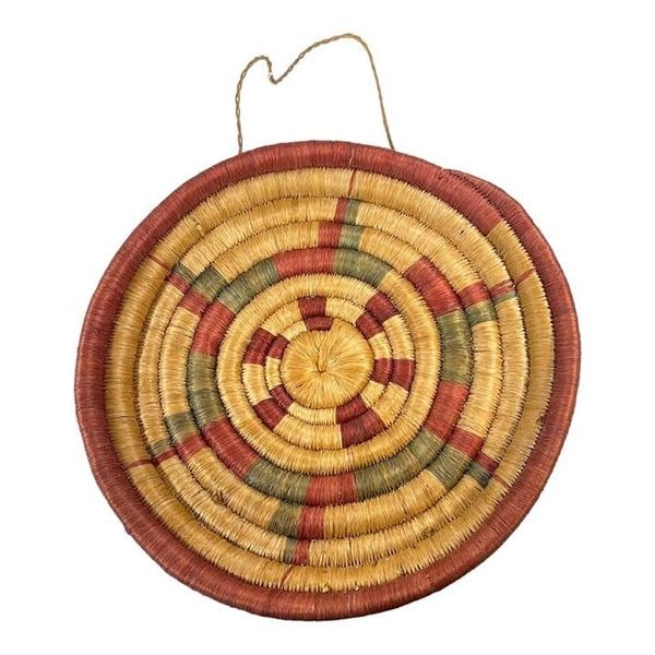 Handwoven African Woven Basket Wall Art Handmade Thick Coil Centerpiece 12.5”