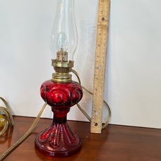 Vintage Red Flashed Electric Lamp