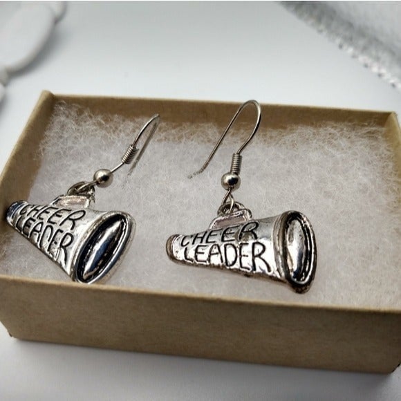 Cheerleader silver toned earrings