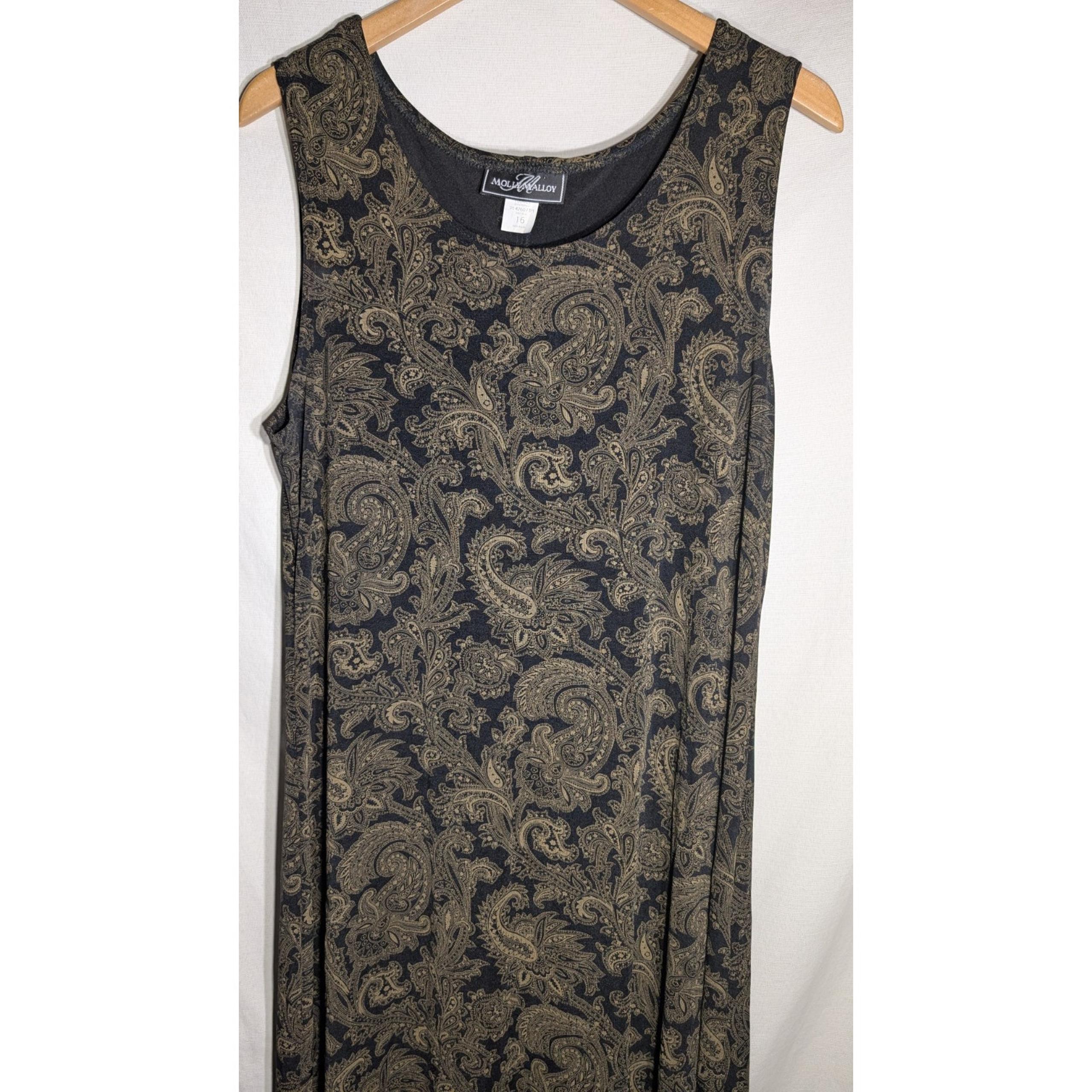 Molly Malloy Womens Vintage Dark Floral Paisley Dress Sz 16 Midi Maxi Whimsigoth