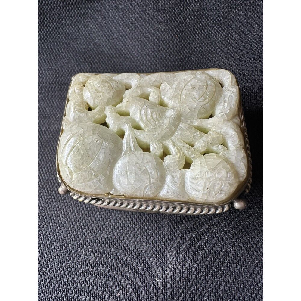 Vintage Jade And Sterling Silver Ring/Pill Box