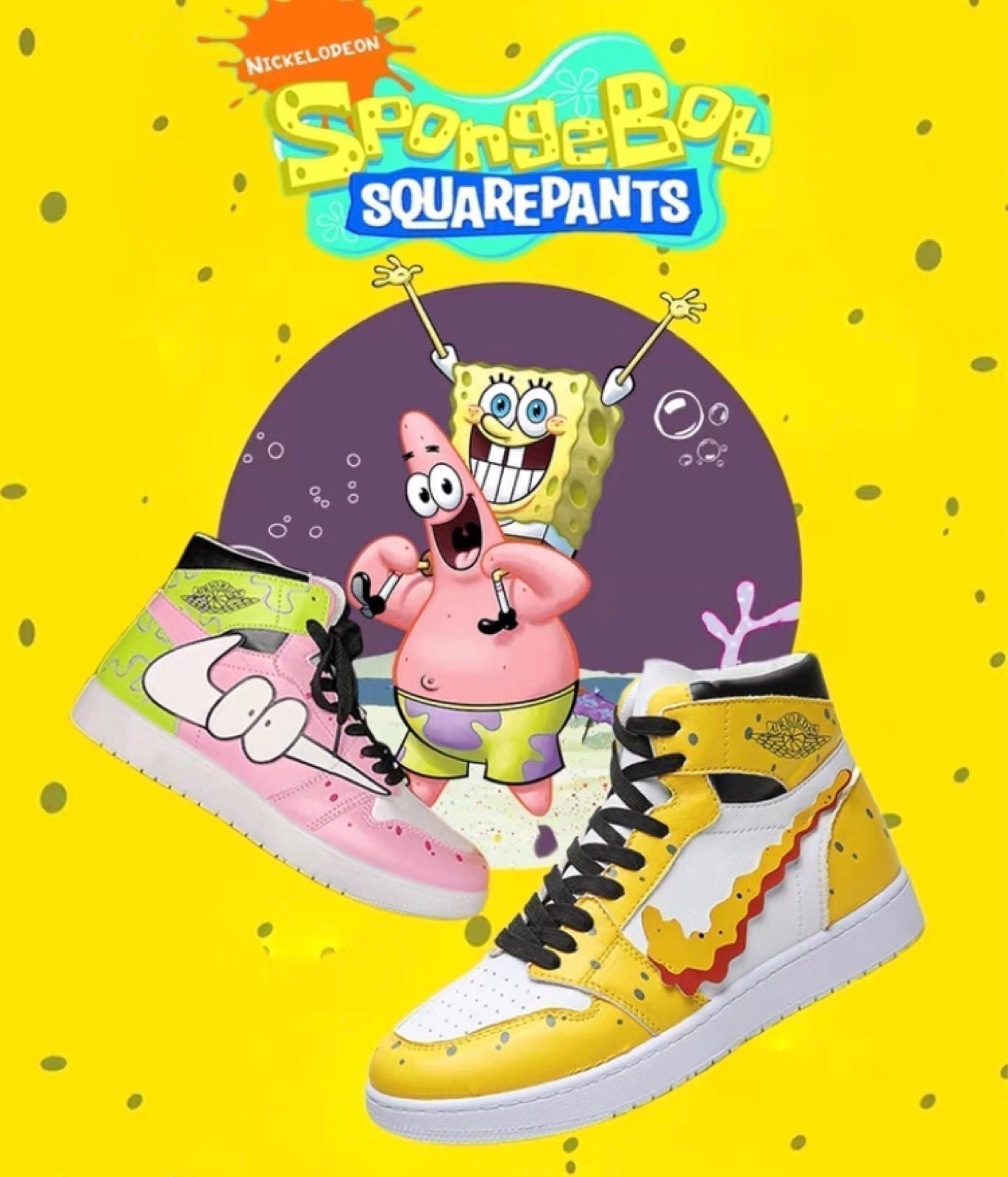 Custom J1 SpongeBob Patrick anime sneaker shoes size 4Y