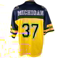 Michigan Wolverines Football Jersey Mens XL Yellow/Blue #37 USA FLAG Vintage Y2K