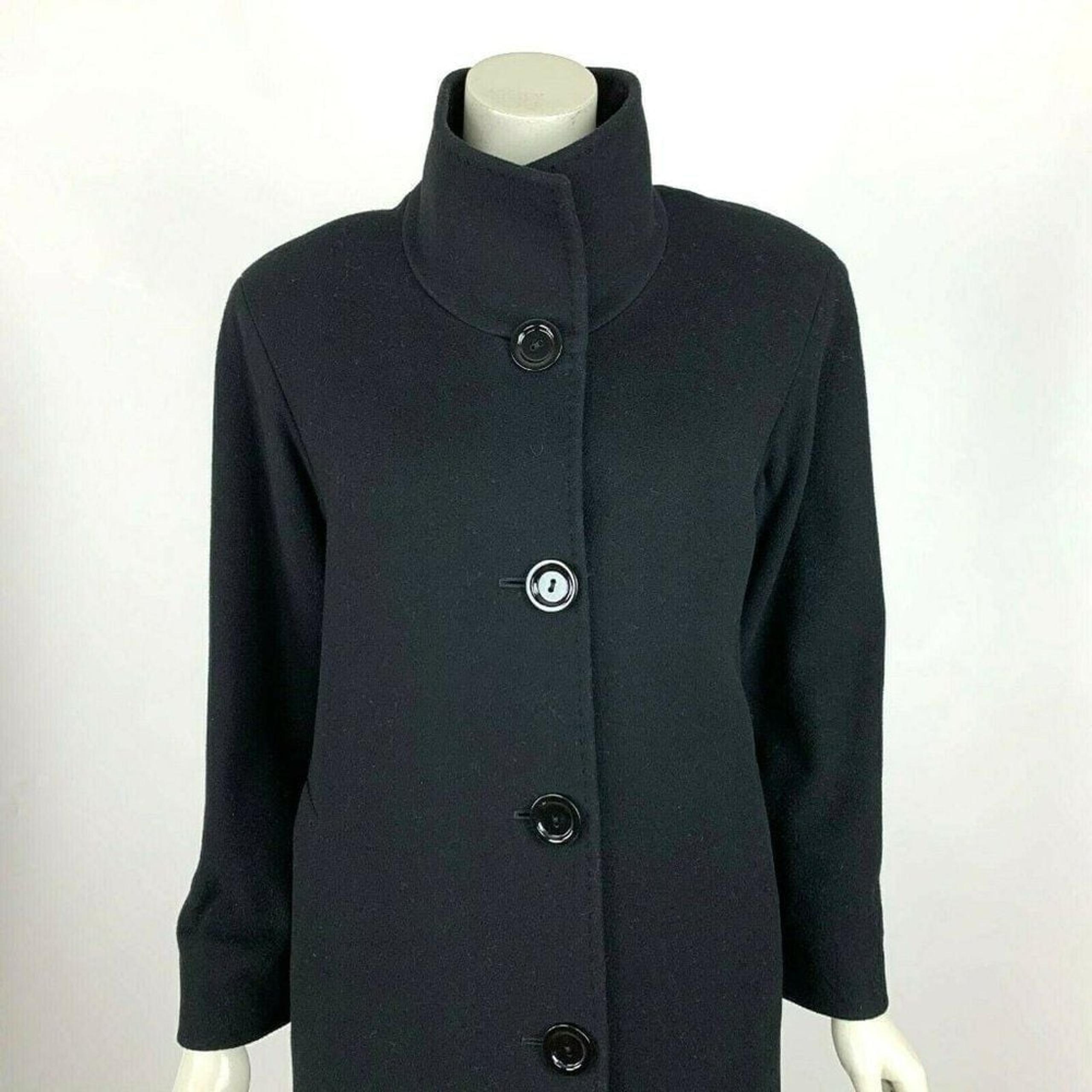 Cinzia Rocca due Stand Collar Coat Black Cashmere Wool Lined Jacket Women 12 EUC