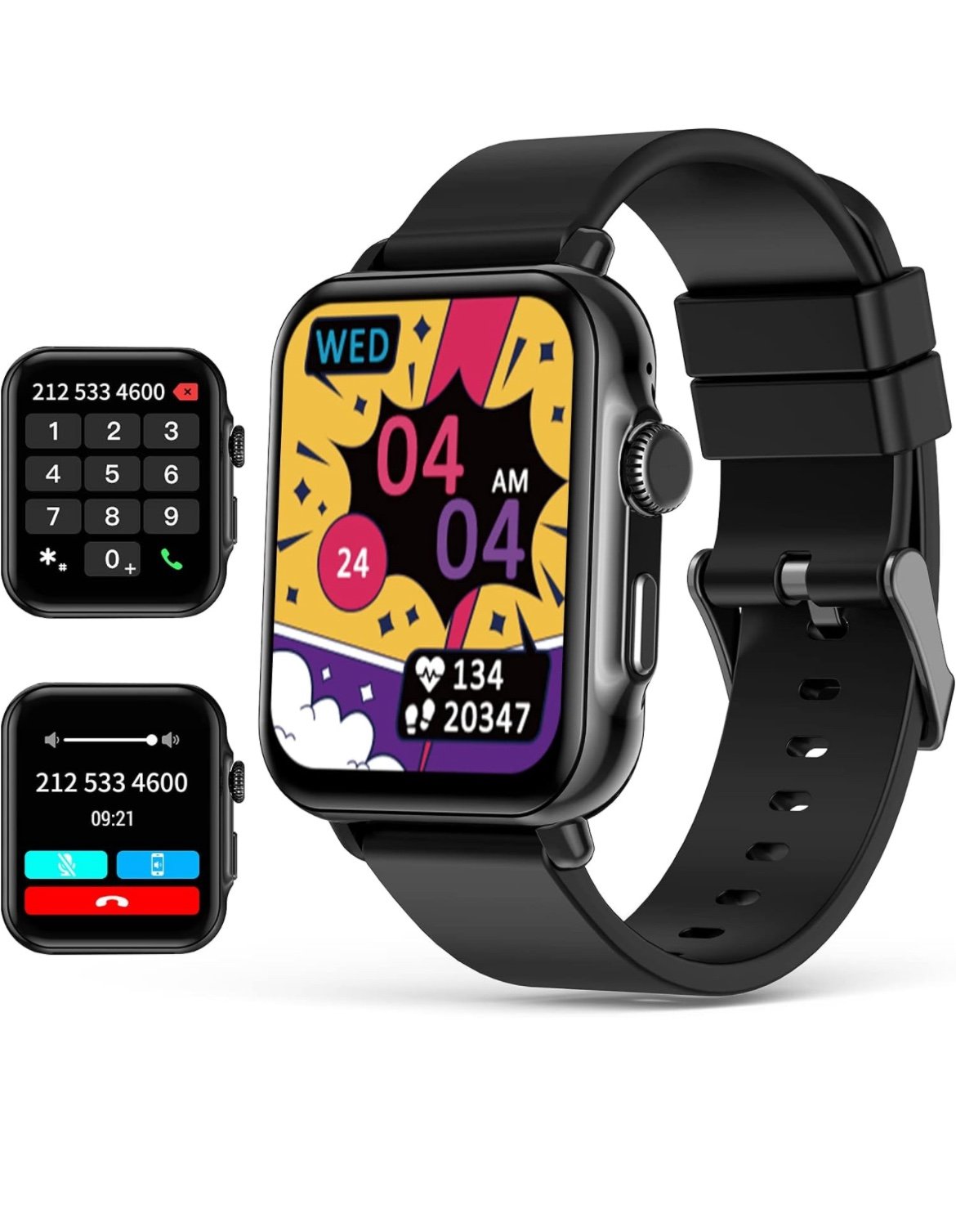 SOUYIE Smart Watch (Call Answer/Dial) for Men Women, 1.85 HD Display Blood Pres