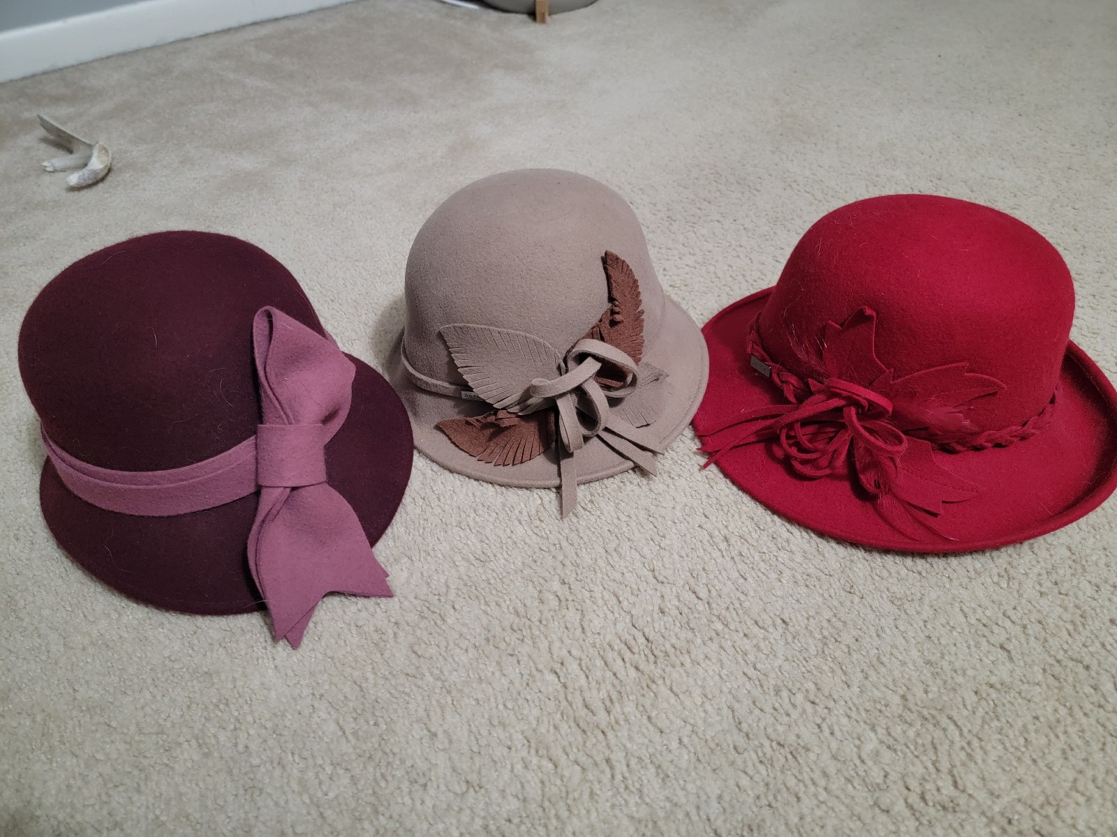 Three 100% wool hats